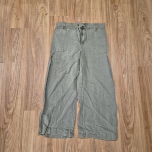 Cynthia Rowley Linen/Lyocell Wide-Leg Pants in Sage Green - Size 10
